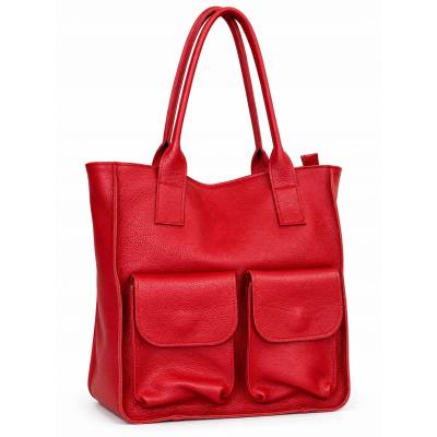 - HIT - CZERWONA TOREBKA SKÓRA NATURALNA SHOPPER A4 DAMSKA TORBA SKÓRZANA